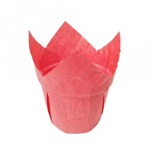 Бумажные формы для кексов Тюльпан с бортиком d=50 см, h=85 см, розовые, 25шт