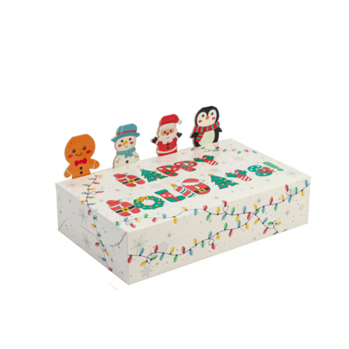 Коробка для десертов с фигурками белая Happy Holidays 25х15х5 см