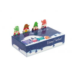 Коробка для десертов с фигурками синяя Merry Christmas 25х15х5 см