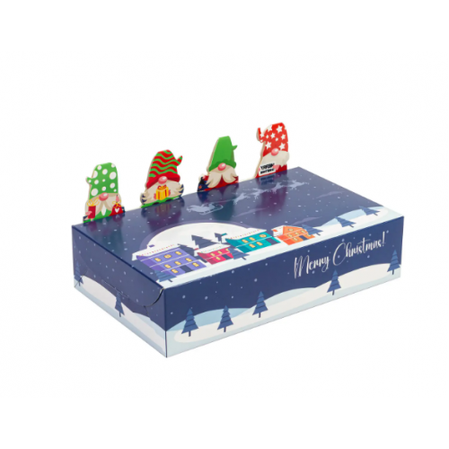 Коробка для десертов с фигурками синяя Merry Christmas 25х15х5 см