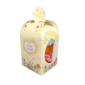 Коробка для кулича Бежевый кролик 11*11*18 см