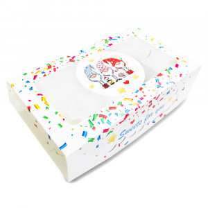 Коробка для десертів 11,5*20,5*5 см, Три гнома, біла