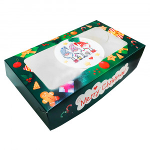 Коробка для десертів 11,5*20,5*5 см, Три гнома, зелена
