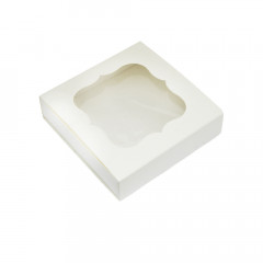 Коробка для пряників з фігурним віконцем, біла, 12,5*12,5*3 см