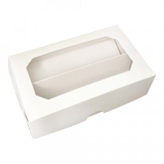 Коробка для макарон с окошком и перегородкой белая 120х200х60 мм