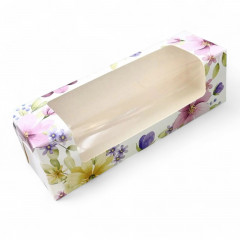 Коробка для макаронс з великим вікном Квіткова 20х6х6 см