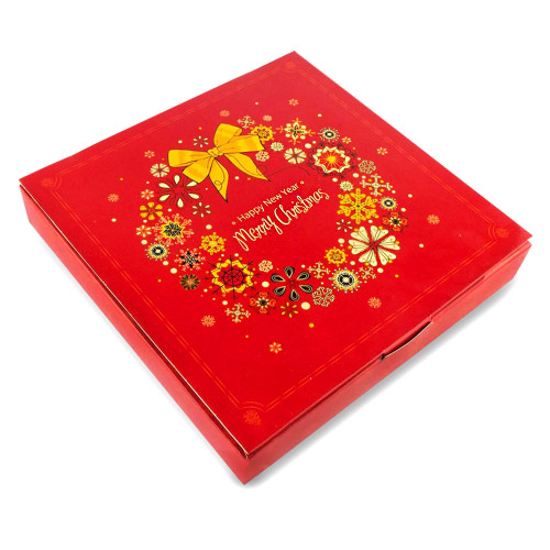 Коробка для конфет и пряников красная Merry Christmas