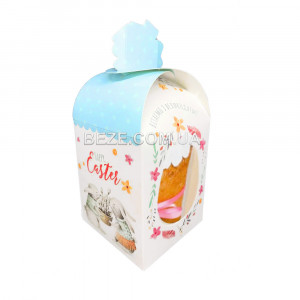 Коробка для кулича Зайцы с вербой 11*11*18 см