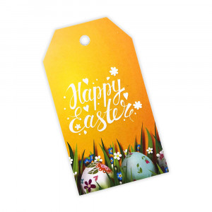 Бирки для подарков Оранжевые Happy Easter 5шт