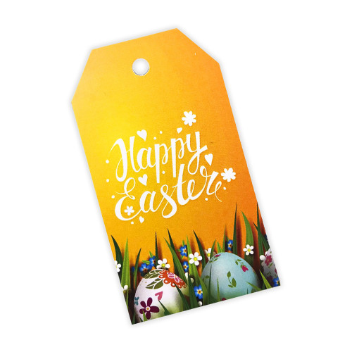 Бирки для подарков Оранжевые Happy Easter 5шт