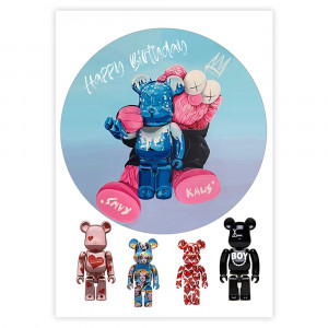 Вафельна картинка на торт Bearbrick Happy birthday