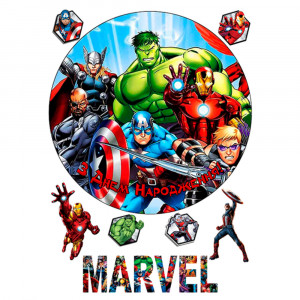 Вафельная картинка Marvel З Днем народження!