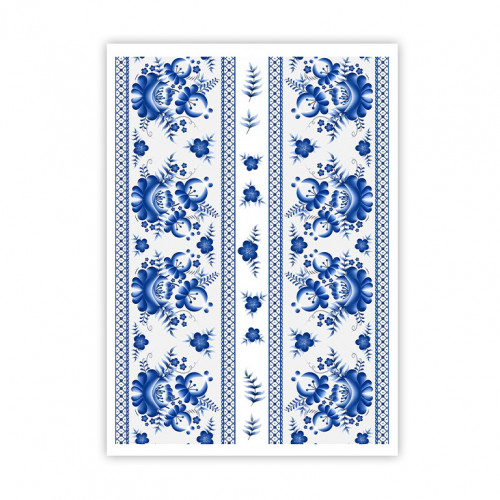 Вафельна картинка Квіткова вишивка синя