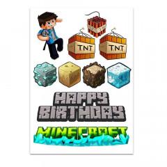 Вафельна картинка Мinecraft Нappy birthday the elements