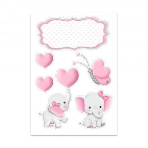 Вафельна картинка Рожеві слоники
