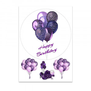 Вафельная картинка С Днем рождения фиолетовые мечты
