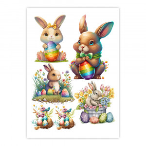 Вафельная картинка Пасхальные кролики с писанками