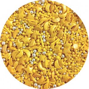 Кондитерська посипка Перламутровий мікс з зірочками, жовтий, 100 г
