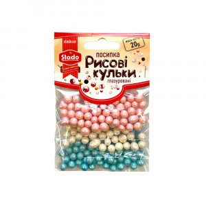  Рисові кульки глазуровані Рожево-біло-блакитний мікс Slado 20г