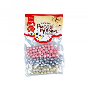  Рисові кульки глазуровані Рожево-біло-срібний мікс Slado 20г