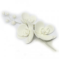 Цукрова прикраса Гілочка орхідеї з бутонами, біла