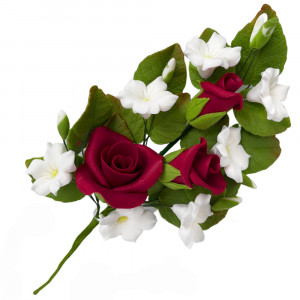 Цукрова прикраса Букет троянд бордовий, 180 мм