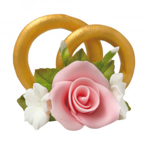 Цукрова прикраса Обручки з трояндою, Рожева
