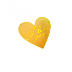 Зеркальный мини-топер Сердце I love you золото