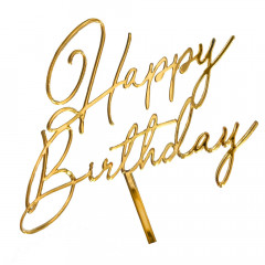 Зеркальный топпер Happy Birthday золото
