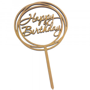 Деревянный топпер Happy Birthday