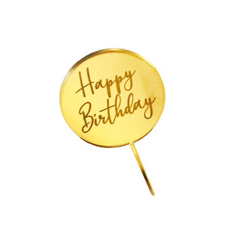 Зеркальный мини-топпер Happy Birthday золото