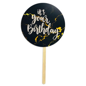 Картонный топпер круглый it`s your Birthday черный