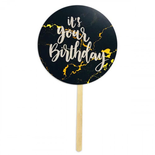 Картонний топпер круглий  it`s your Birthday чорний