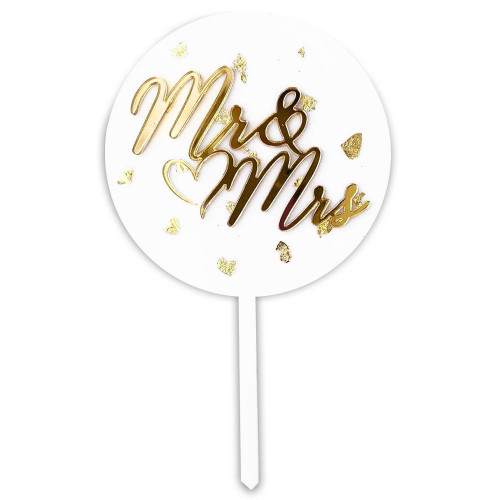 Зеркальный топпер круглый Mr&Mrs золото
