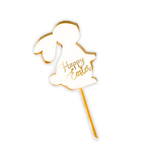 Зеркальный мини-топпер Кролик Happy Easter золото