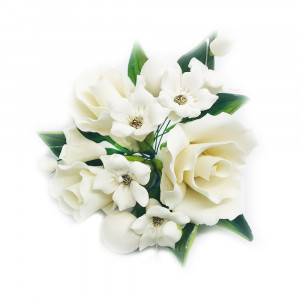 Цукрова прикраса авторський букет маленький Троянди 155 мм, білі