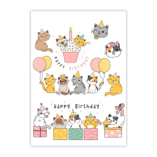 Вафельна картинка Котики Happy Birthday