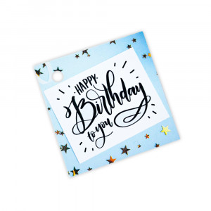 Бирки для подарков Happy birthday to you Голубые 5 шт