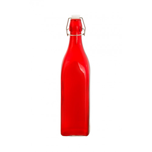 Пляшка скляна для напоїв з бугельною пробкою різних кольорів V 1 л Empire