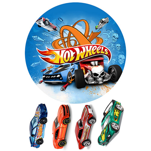 Вафельная картинка на торт Hot Wheels с машинками