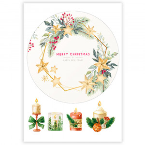 Вафельная картинка Candles Merry Christmas 
