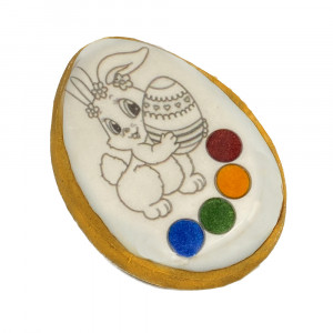 Медово-имбирный мини пряник-раскраска Кролик с яйцом