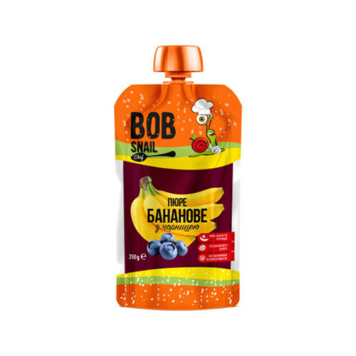 Натуральное Бананово-черничное пюре ТМ BOB SNAIL 250 г