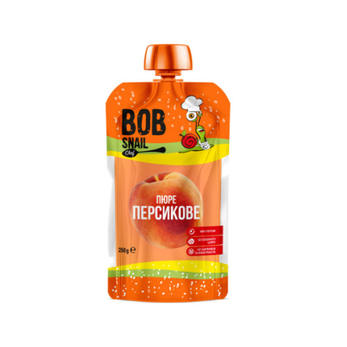 Натуральне Персикове пюре ТМ BOB SNAIL 250 г