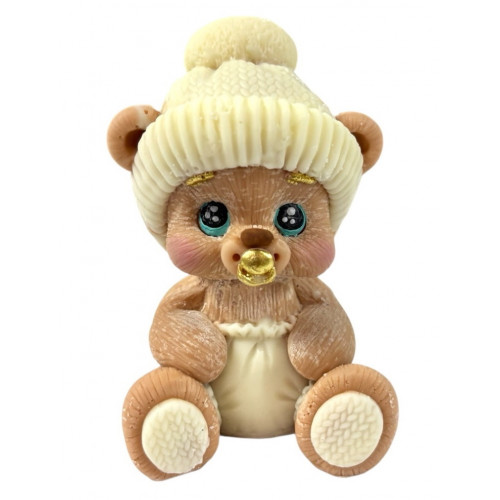 Шоколадная фигурка Мишка младенец бежевый в белой шапке