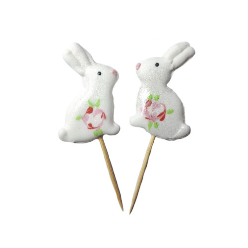 Цукровий декор Зайчик-писанка на паличці 2 шт