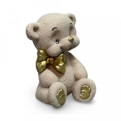 Шоколадна фігурка Ведмедик Тедді Бежевий з золотим бантиком