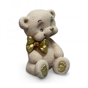 Шоколадна фігурка Ведмедик Тедді Бежевий з золотим бантиком
