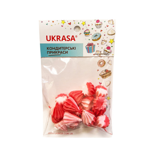 Сахарные фигурки Безе-мини Красно-розовые d15мм 17 шт Украса